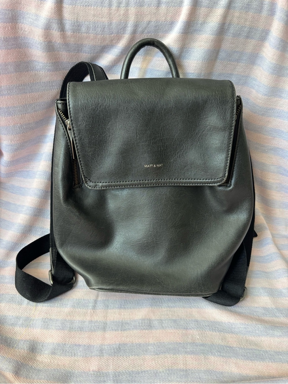 Matt & Nat Black vegan Leather-Style Backpack